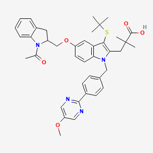 molecular formula C40H44N4O5S B10762375 3-[5-[(1-acetyl-2,3-dihydroindol-2-yl)methoxy]-3-tert-butylsulfanyl-1-[[4-(5-methoxypyrimidin-2-yl)phenyl]methyl]indol-2-yl]-2,2-dimethylpropanoic acid 