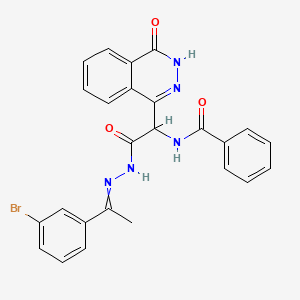 molecular formula C25H20BrN5O3 B10762423 N-[2-[2-[1-(3-bromophenyl)ethylidene]hydrazinyl]-2-oxo-1-(4-oxo-3H-phthalazin-1-yl)ethyl]benzamide 
