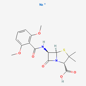 molecular formula C17H20N2NaO6S+ B10762479 sodium;(2S,5R,6R)-6-[(2,6-dimethoxybenzoyl)amino]-3,3-dimethyl-7-oxo-4-thia-1-azabicyclo[3.2.0]heptane-2-carboxylic acid 