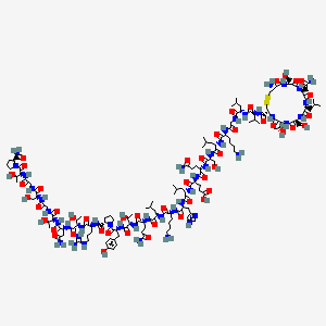 molecular formula C145H240N44O48S2 B10762612 (4S)-4-[[(2S)-5-amino-2-[[(2S)-2-[[(2S)-2-[[(2S)-6-amino-2-[[2-[[(2S)-2-[[(2S)-2-[[(4R,7S,10S,13S,16S,19S,22R)-22-amino-16-(2-amino-2-oxoethyl)-7-[(1R)-1-hydroxyethyl]-10,19-bis(hydroxymethyl)-13-(2-methylpropyl)-6,9,12,15,18,21-hexaoxo-1,2-dithia-5,8,11,14,17,20-hexazacyclotricosane-4-carbonyl]amino]-3-methylbutanoyl]amino]-4-methylpentanoyl]amino]acetyl]amino]hexanoyl]amino]-4-methylpentanoyl]amino]-3-hydroxypropanoyl]amino]-5-oxopentanoyl]amino]-5-[[(2S)-1-[[(2S)-1-[[(2S)-6-amino-1-[[(2S)-1-[[(2S)-5-amino-1-[[(2S,3R)-1-[[(2S)-1-[(2S)-2-[[(2S)-1-[[(2S,3R)-1-[[(2S)-4-amino-1-[[(2S,3R)-1-[[2-[[(2S)-1-[[2-[[(2S,3R)-1-[(2S)-2-carbamoylpyrrolidin-1-yl]-3-hydroxy-1-oxobutan-2-yl]amino]-2-oxoethyl]amino]-3-hydroxy-1-oxopropan-2-yl]amino]-2-oxoethyl]amino]-3-hydroxy-1-oxobutan-2-yl]amino]-1,4-dioxobutan-2-yl]amino]-3-hydroxy-1-oxobutan-2-yl]amino]-5-carbamimidamido-1-oxopentan-2-yl]carbamoyl]pyrrolidin-1-yl]-3-(4-hydroxyphenyl)-1-oxopropan-2-yl]amino]-3-hydroxy-1-oxobutan-2-yl]amino]-1,5-dioxopentan-2-yl]amino]-4-methyl-1-oxopentan-2-yl]amino]-1-oxohexan-2-yl]amino]-3-(1H-imidazol-4-yl)-1-oxopropan-2-yl]amino]-4-methyl-1-oxopentan-2-yl]amino]-5-oxopentanoic acid 