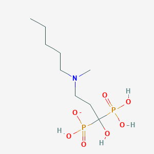 molecular formula C9H22NO7P2- B10762637 Hydroxy-[1-hydroxy-3-[methyl(pentyl)amino]-1-phosphonopropyl]phosphinate 