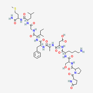 molecular formula C54H85N13O15S B10762721 H-DL-Pyr-DL-Pro-DL-Ser-DL-Lys-DL-Asp-DL-Ala-DL-Phe-DL-xiIle-Gly-DL-Leu-DL-Met-NH2 
