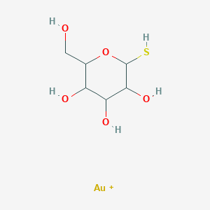 molecular formula C6H12AuO5S+ B10762943 Gold, (1-thio-D-glucopyranosato-O2,S1)- 