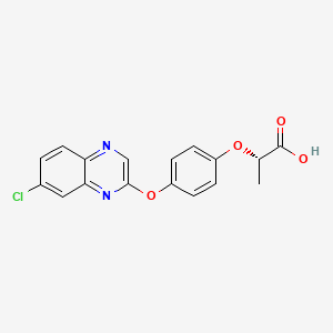 molecular formula C17H13ClN2O4 B10763169 Propanoic acid, 2-(4-((7-chloro-2-quinoxalinyl)oxy)phenoxy)-, (2S)- CAS No. 157542-92-2