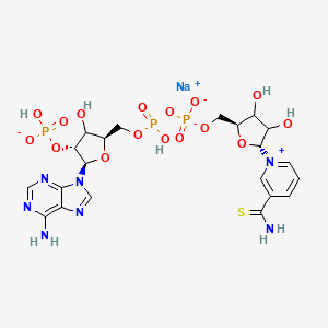 molecular formula C21H27N7NaO16P3S B10763288 sodium;[(2R,3R,5R)-2-(6-aminopurin-9-yl)-5-[[[[(2S,5R)-5-(3-carbamothioylpyridin-1-ium-1-yl)-3,4-dihydroxyoxolan-2-yl]methoxy-oxidophosphoryl]oxy-hydroxyphosphoryl]oxymethyl]-4-hydroxyoxolan-3-yl] hydrogen phosphate 