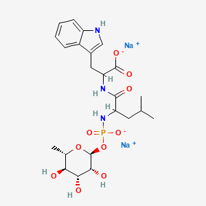 molecular formula C23H32N3Na2O10P B10763301 N-(alpha-Rhamnopyranosyloxyhydroxyphosphinyl)-Leu-Trp disodium 