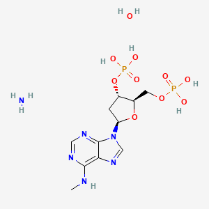 molecular formula C11H22N6O10P2 B10763371 azane;[(2R,3S,5R)-5-[6-(methylamino)purin-9-yl]-2-(phosphonooxymethyl)oxolan-3-yl] dihydrogen phosphate;hydrate 