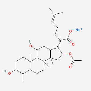 molecular formula C31H47NaO6 B10763426 sodium 2-[2-(acetyloxy)-7,10-dihydroxy-3a,3b,6,9a-tetramethyl-dodecahydro-2H-cyclopenta[a]phenanthren-1-ylidene]-6-methylhept-5-enoate 