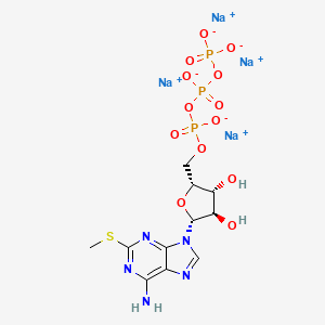 molecular formula C11H14N5Na4O13P3S B10763650 tetrasodium;[[[(2R,3R,4R,5R)-5-(6-amino-2-methylsulfanylpurin-9-yl)-3,4-dihydroxyoxolan-2-yl]methoxy-oxidophosphoryl]oxy-oxidophosphoryl] phosphate 