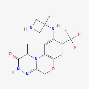 molecular formula C16H18F3N5O2 B10763728 1-methyl-9-[(3-methylazetidin-3-yl)amino]-8-(trifluoromethyl)-3,5-dihydro-1H-[1,2,4]triazino[3,4-c][1,4]benzoxazin-2-one 