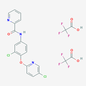 molecular formula C21H13Cl2F6N3O6 B10763759 N-[3-chloro-4-(5-chloropyridin-2-yl)oxyphenyl]pyridine-2-carboxamide;2,2,2-trifluoroacetic acid 