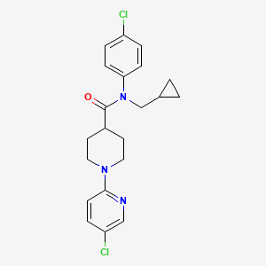 molecular formula C21H23Cl2N3O B10763769 N-(4-chlorophenyl)-1-(5-chloropyridin-2-yl)-N-(cyclopropylmethyl)piperidine-4-carboxamide 