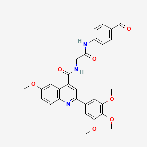 molecular formula C30H29N3O7 B10763804 N-(2-((4-acetylphenyl)amino)-2-oxoethyl)-6-methoxy-2-(3,4,5-trimethoxyphenyl)quinoline-4-carboxamide 