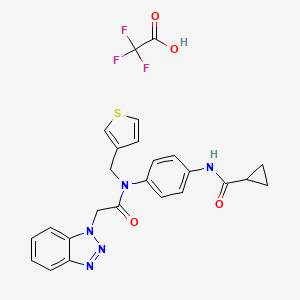 molecular formula C25H22F3N5O4S B10763884 N-[4-[[2-(benzotriazol-1-yl)acetyl]-(thiophen-3-ylmethyl)amino]phenyl]cyclopropanecarboxamide;2,2,2-trifluoroacetic acid 