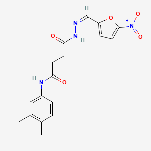 molecular formula C17H18N4O5 B10763956 N-(3,4-dimethylphenyl)-N'-[(E)-(5-nitrofuran-2-yl)methylideneamino]-butanediamide 