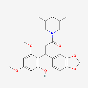 molecular formula C25H31NO6 B10763957 3-(1,3-benzodioxol-5-yl)-1-(3,5-dimethylpiperidin-1-yl)-3-(2-hydroxy-4,6-dimethoxyphenyl)propan-1-one 