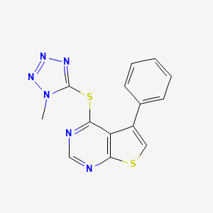 molecular formula C14H10N6S2 B10763966 4-(1-Methyltetrazol-5-yl)sulfanyl-5-phenylthieno[2,3-d]pyrimidine 