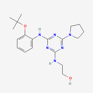 molecular formula C19H28N6O2 B10764046 2-[[4-[[2-(1,1-Dimethylethoxy)phenyl]amino]-6-(1-pyrrolidinyl)-1,3,5-triazin-2-yl]amino]ethanol 