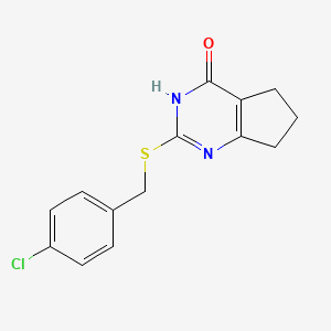 molecular formula C14H13ClN2OS B10764049 2-[(4-Chlorophenyl)methylthio]-1,5,6,7-tetrahydrocyclopenta[d]pyrimidin-4-one 