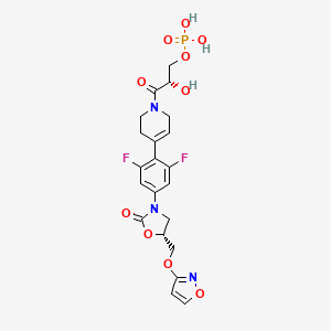 molecular formula C21H22F2N3O10P B10764089 Posizolid phosphate (ester) CAS No. 252260-06-3