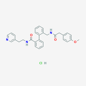 molecular formula C30H30ClN3O3 B10764158 2-[2-[[[2-(4-methoxyphenyl)acetyl]amino]methyl]phenyl]-N-(2-pyridin-3-ylethyl)benzamide;hydrochloride 
