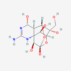 molecular formula C11H17N3O8 B10764190 (1R,5R,6R,7R,9S,11R,12R,13S,14S)-14-(hydroxymethyl)-3-imino-8,10-dioxa-2,4-diazatetracyclo[7.3.1.1(7,11).0(1,6)]tetradecane-5,9,12,13,14-pentol 