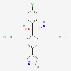 molecular formula C17H18Cl3N3O B10764227 (1S)-2-amino-1-(4-chlorophenyl)-1-[4-(1H-pyrazol-4-yl)phenyl]ethanol;dihydrochloride 