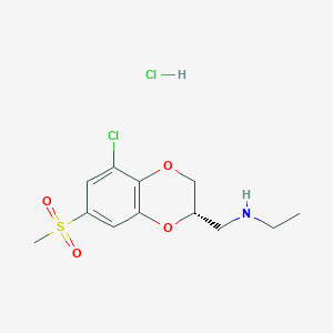 molecular formula C12H17Cl2NO4S B10764248 N-[[(2S)-5-chloro-7-methylsulfonyl-2,3-dihydro-1,4-benzodioxin-2-yl]methyl]ethanamine;hydrochloride 