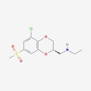 molecular formula C12H16ClNO4S B10764256 N-{[(2S)-5-Chloro-7-(methylsulfonyl)-2,3-dihydro-1,4-benzodioxin-2-YL]methyl}ethanamine 