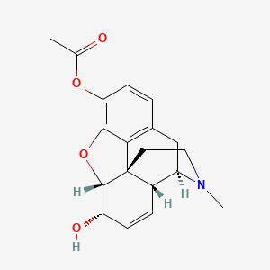 molecular formula C19H21NO4 B10765363 (9-hydroxy-3-methyl-2,4,4a,7,7a,13-hexahydro-1H-4,12-methanobenzofuro[3,2-e]isoquinolin-7-yl) acetate CAS No. 29593-26-8