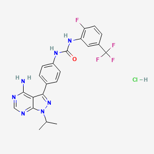 molecular formula C22H20ClF4N7O B10765792 AD80 (hydrochloride) 