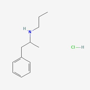 molecular formula C12H20ClN B10765870 Phenethylamine, alpha-methyl-N-propyl-, hydrochloride CAS No. 26640-61-9