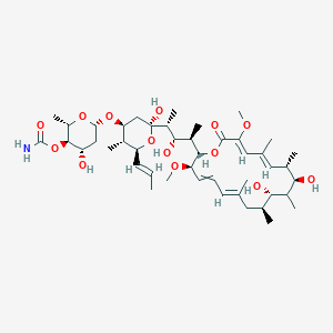 molecular formula C45H73NO14 B10766029 [(2S,3R,4S,6S)-6-[(2S,4S,5R,6S)-2-[(2R,3S,4R)-4-[(2S,3R,6E,9S,10S,12R,13S,14E,16Z)-10,12-dihydroxy-3,17-dimethoxy-7,9,11,13,15-pentamethyl-18-oxo-1-oxacyclooctadeca-4,6,14,16-tetraen-2-yl]-3-hydroxypentan-2-yl]-2-hydroxy-5-methyl-6-[(E)-prop-1-enyl]oxan-4-yl]oxy-4-hydroxy-2-methyloxan-3-yl] carbamate 