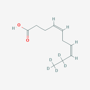 molecular formula C10H16O2 B10766140 4(Z),7(Z)-Decadienoic acid-d5 