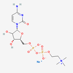 molecular formula C14H25N4NaO11P2 B10766525 sodium;[[(2R,3R,5R)-5-(4-amino-2-oxopyrimidin-1-yl)-3,4-dihydroxyoxolan-2-yl]methoxy-oxidophosphoryl] 2-(trimethylazaniumyl)ethyl phosphate 