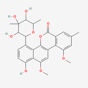 molecular formula C27H28O9 B10766528 Albacarcin M CAS No. 92934-54-8