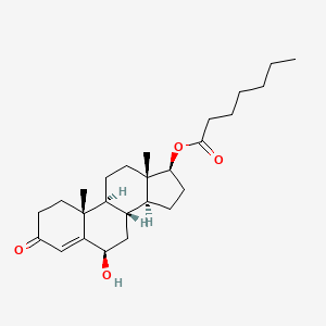 molecular formula C26H40O4 B10766741 (6R,10R,13S,17S)-6-Hydroxy-10,13-dimethyl-3-oxo-2,3,6,7,8,9,10,11,12,13,14,15,16,17-tetradecahydro-1H-cyclopenta[a]phenanthren-17-yl heptanoate 
