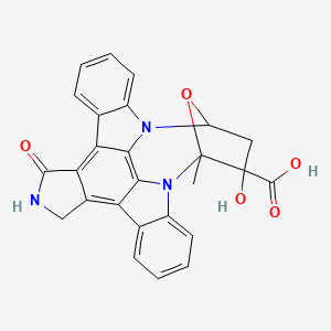 molecular formula C26H19N3O5 B10766742 16-Hydroxy-15-methyl-3-oxo-28-oxa-4,14,19-triazaoctacyclo[12.11.2.115,18.02,6.07,27.08,13.019,26.020,25]octacosa-1,6,8,10,12,20,22,24,26-nonaene-16-carboxylic acid 
