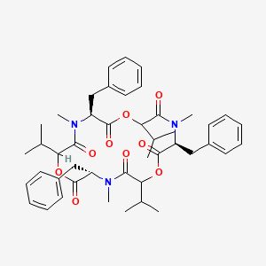 molecular formula C45H57N3O9 B10767072 cyclo[DL-OVal-N(Me)Phe-DL-OVal-N(Me)Phe-DL-OVal-N(Me)Phe] 