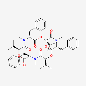 molecular formula C45H57N3O9 B10767117 cyclo[OVal-D-N(Me)Phe-OVal-D-N(Me)Phe-OVal-D-N(Me)Phe] 