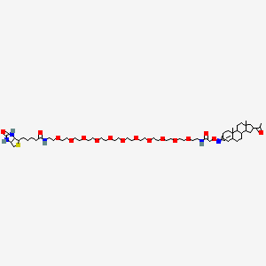 molecular formula C57H97N5O16S B10767486 Progesterone 3-PEG11-biotin 