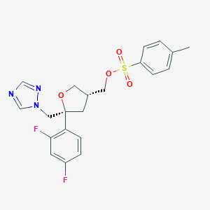 molecular formula C21H21F2N3O4S B107678 [(3R,5S)-5-(2,4-difluorophenyl)-5-(1,2,4-triazol-1-ylmethyl)oxolan-3-yl]methyl 4-methylbenzenesulfonate CAS No. 149809-42-7