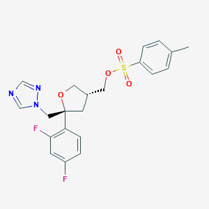 molecular formula C21H21F2N3O4S B107683 ((3R,5R)-5-((1H-1,2,4-Triazol-1-yl)methyl)-5-(2,4-difluorophenyl)tetrahydrofuran-3-yl)methyl 4-methylbenzenesulfonate CAS No. 159811-30-0