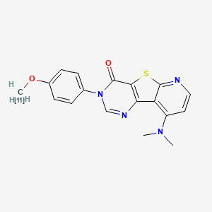 molecular formula C18H16N4O2S B10768486 13-(dimethylamino)-5-(4-(111C)methoxyphenyl)-8-thia-3,5,10-triazatricyclo[7.4.0.02,7]trideca-1(13),2(7),3,9,11-pentaen-6-one 