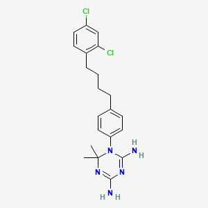 molecular formula C21H25Cl2N5 B10768523 s-Triazine, 4,6-diamino-1-(p-(4-(2,4-dichlorophenyl)butyl)phenyl)-1,2-dihydro-2,2-dimethyl- CAS No. 17077-18-8