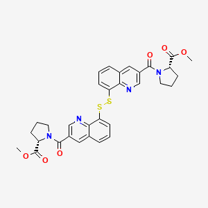 molecular formula C32H30N4O6S2 B10768652 methyl (2S)-1-[8-[[3-[(2S)-2-methoxycarbonylpyrrolidine-1-carbonyl]quinolin-8-yl]disulfanyl]quinoline-3-carbonyl]pyrrolidine-2-carboxylate 