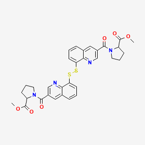 molecular formula C32H30N4O6S2 B10768668 Methyl 1-[8-[[3-(2-methoxycarbonylpyrrolidine-1-carbonyl)quinolin-8-yl]disulfanyl]quinoline-3-carbonyl]pyrrolidine-2-carboxylate 