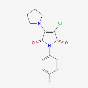 molecular formula C14H12ClFN2O2 B10768684 3-Chloro-1-(4-fluorophenyl)-4-pyrrolidin-1-ylpyrrole-2,5-dione CAS No. 685849-22-3