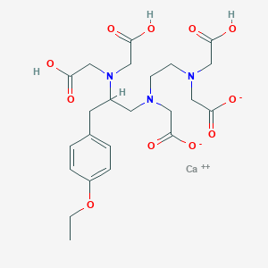molecular formula C23H31CaN3O11 B10768695 Calcium;2-[[2-[bis(carboxymethyl)amino]-3-(4-ethoxyphenyl)propyl]-[2-[carboxylatomethyl(carboxymethyl)amino]ethyl]amino]acetate 