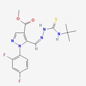 molecular formula C17H19F2N5O2S B10768756 Methyl 1-(2,4-Difluoro-phenyl)-5-((4-tert-butyl-thiosemicarbazono)methyl)-1H-pyrazole-4-carboxylate 